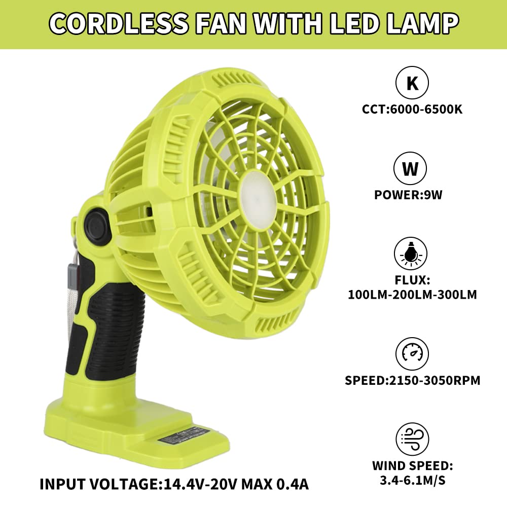 Outdoor Camping Jobs - Kipas portabel tanpa kabel dengan lampu