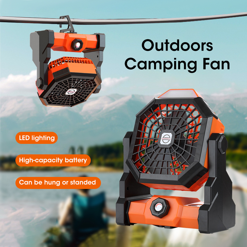 Outdoor Camping Fans - Kipas Kemah 10000mAh, dengan lentera LED