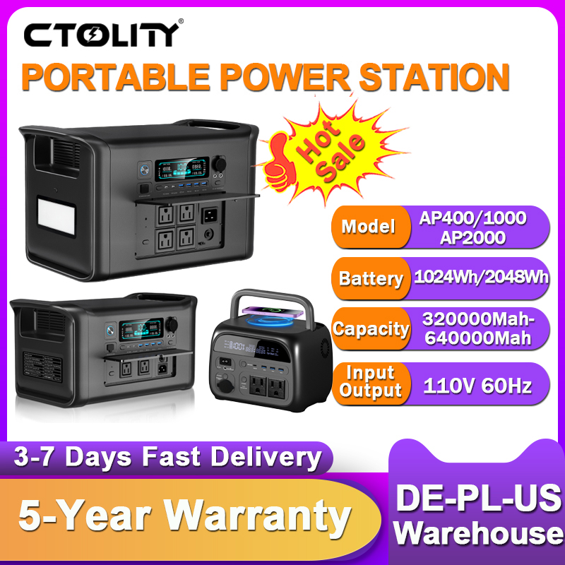 Camping Solar Lantern - CTOLITY 2400W Pembangkit Listrik Portabel 1800W