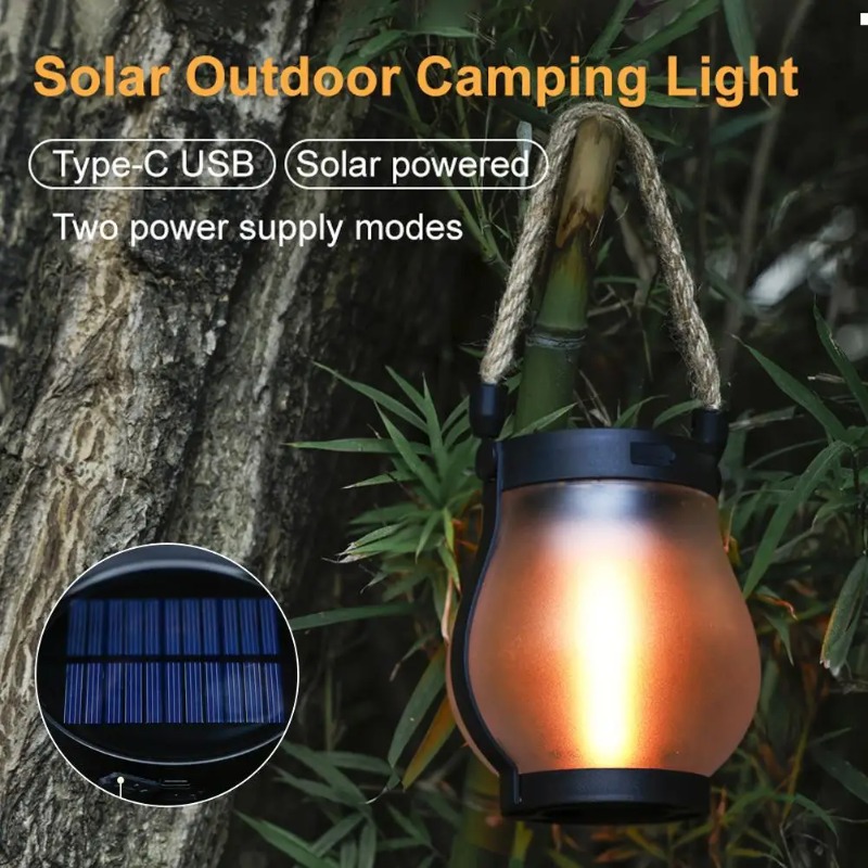 Lampu Api Surya USB Isi Ulang  - Camping Solar Lantern ulasan dan harga