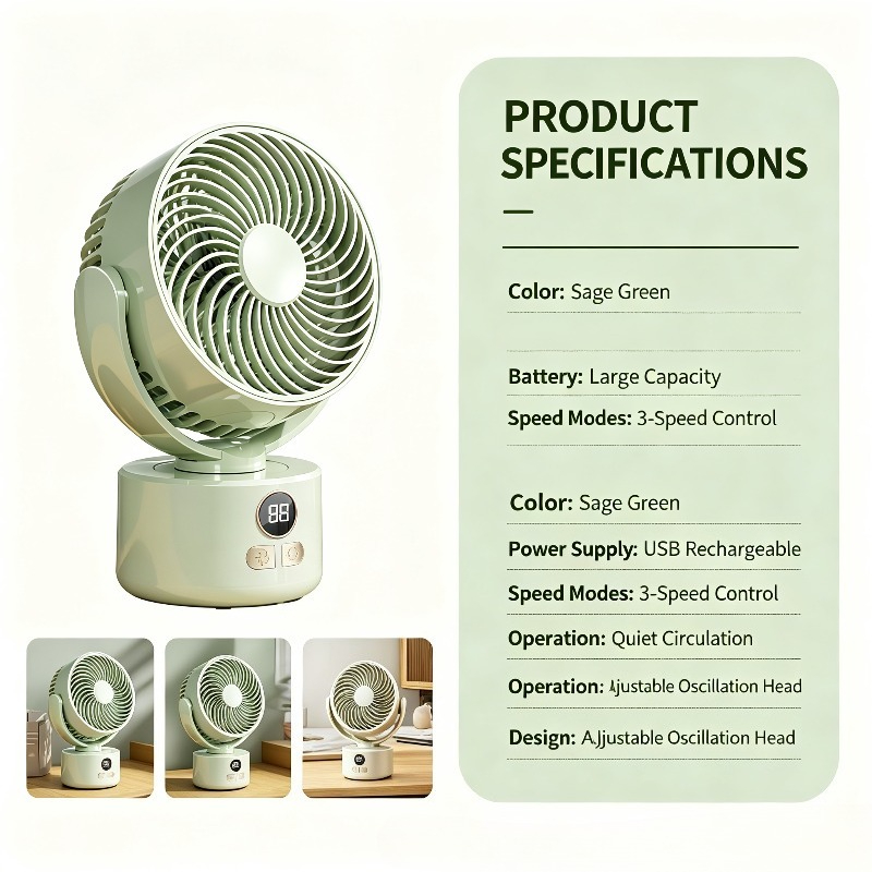 Kipas Senyap Isi Ulang USB den - Outdoor Camping Fans ulasan dan harga