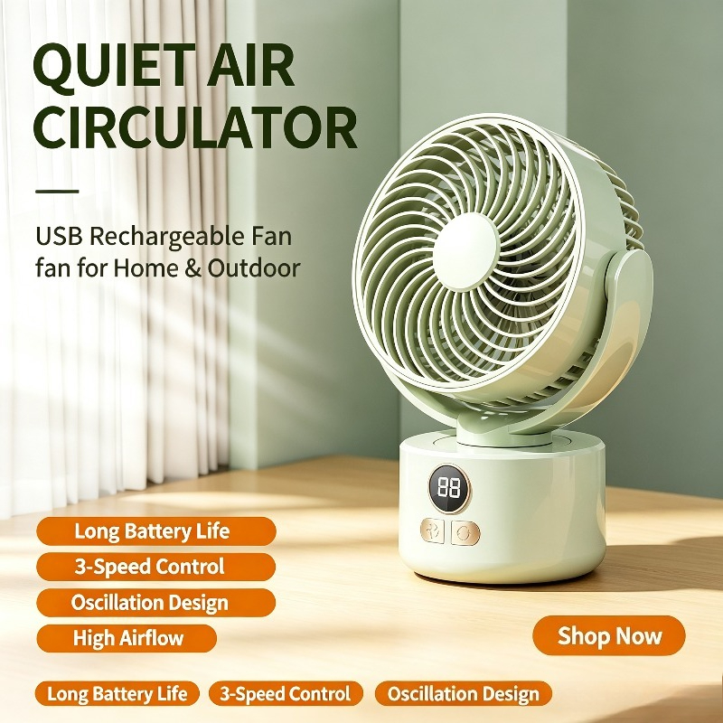 Kipas Senyap Isi Ulang USB den - Outdoor Camping Fans ulasan dan harga