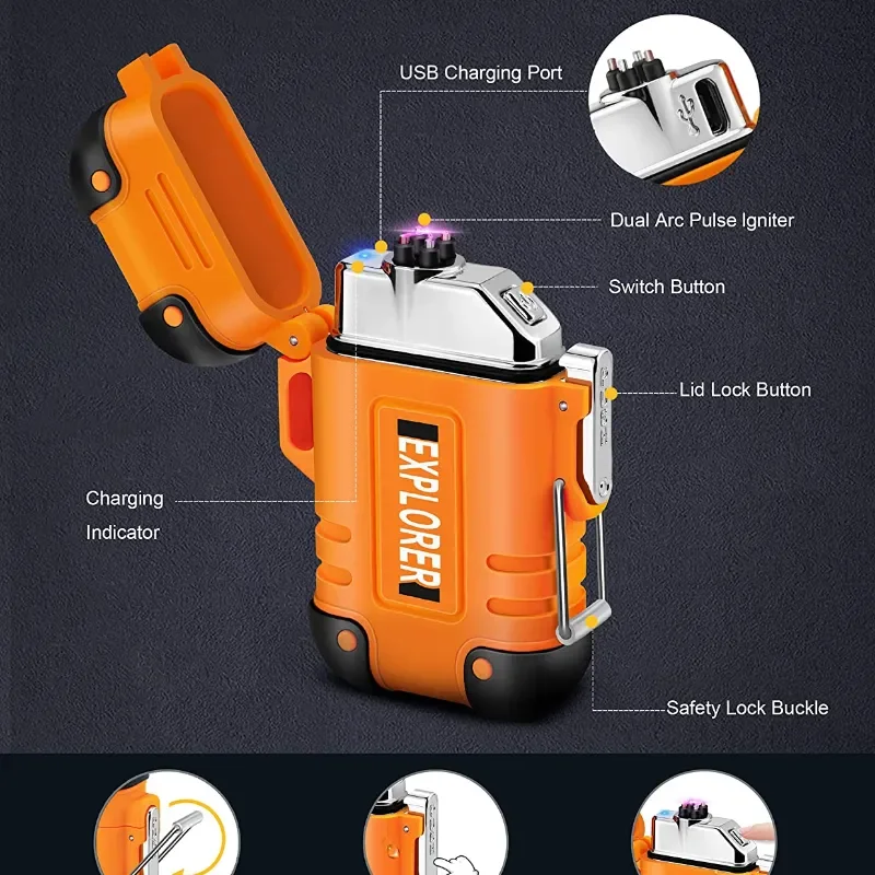 2023 baru tahan air Double Arc - Outdoor Windproof Lighter ulasan dan harga